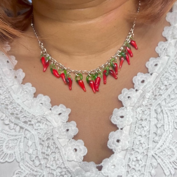 Red Hot Chilli Charms Necklace - Handmade - Picture 1 of 2